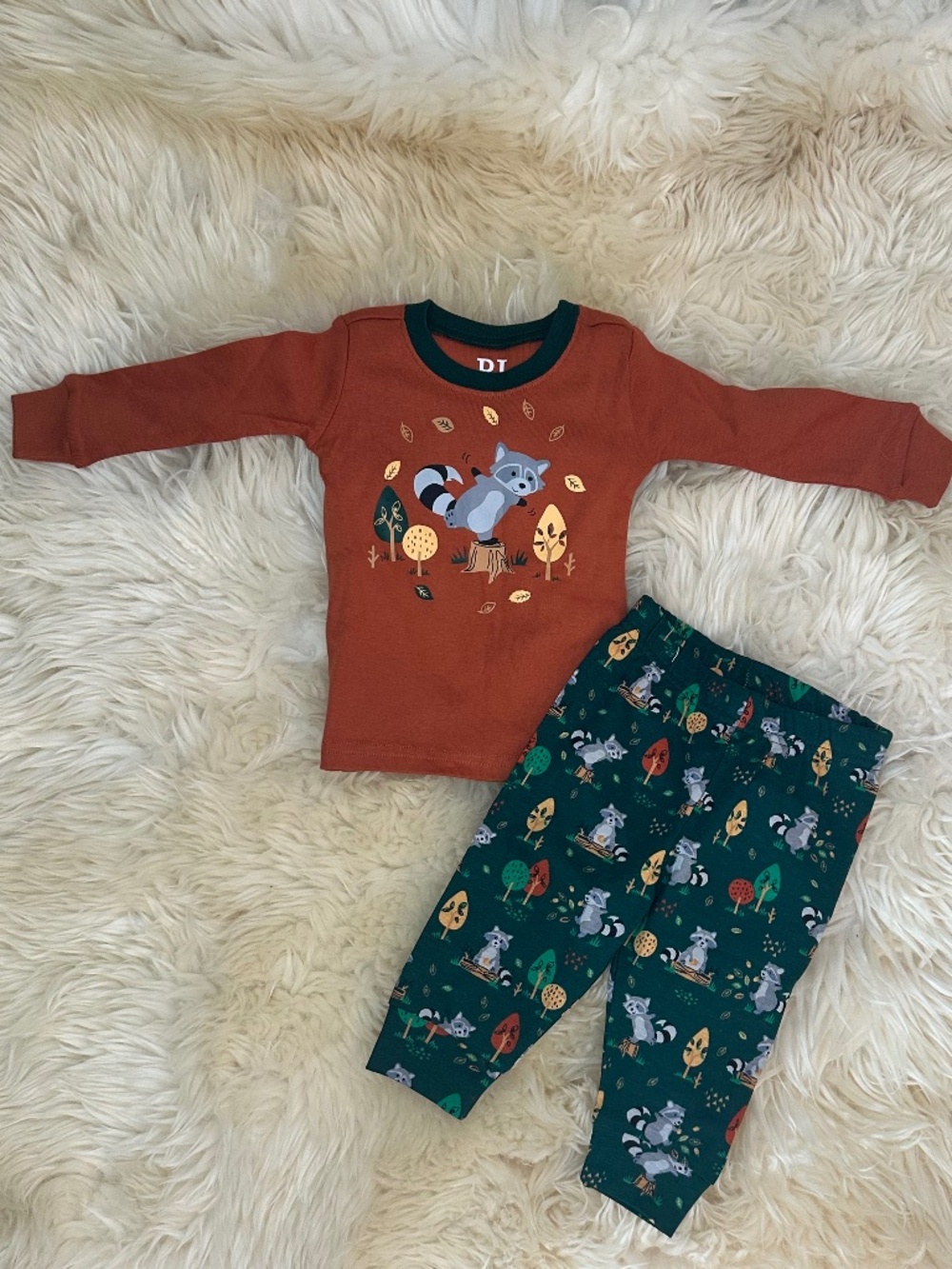 PJ Place Raccoon Pajama Set Size 3-6m